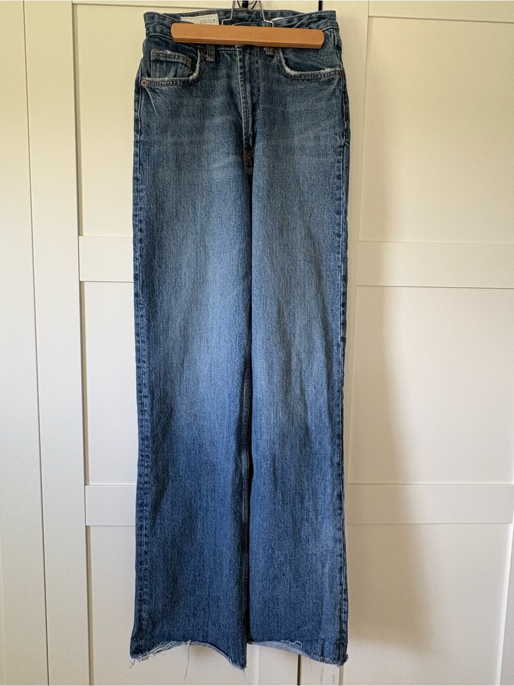 Zara Light-Medium Blue High-Rise Wide-Leg Jeans